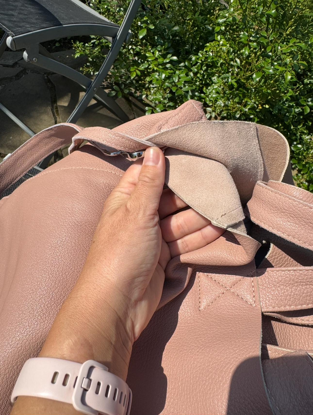 Genuine leather pink oversize tote shopper triple handle big bag / everyday purse / handmade bags / designer bags / summer bag / — Red