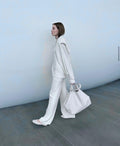 Genuine leather white oversize tote shopper triple handle big bag / everyday purse / handmade bags / designer bags / summer bag /