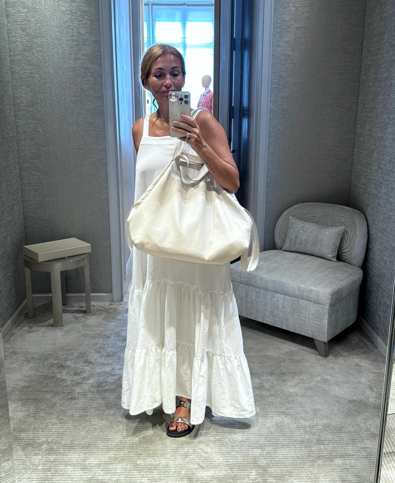 Genuine leather white oversize tote shopper triple handle big bag / everyday purse / handmade bags / designer bags / summer bag /