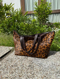 Genuine fur leopard print oversize tote shopper big tote  bag / everyday purse / handmade bags / designer bags / animal print summer bag / — Red