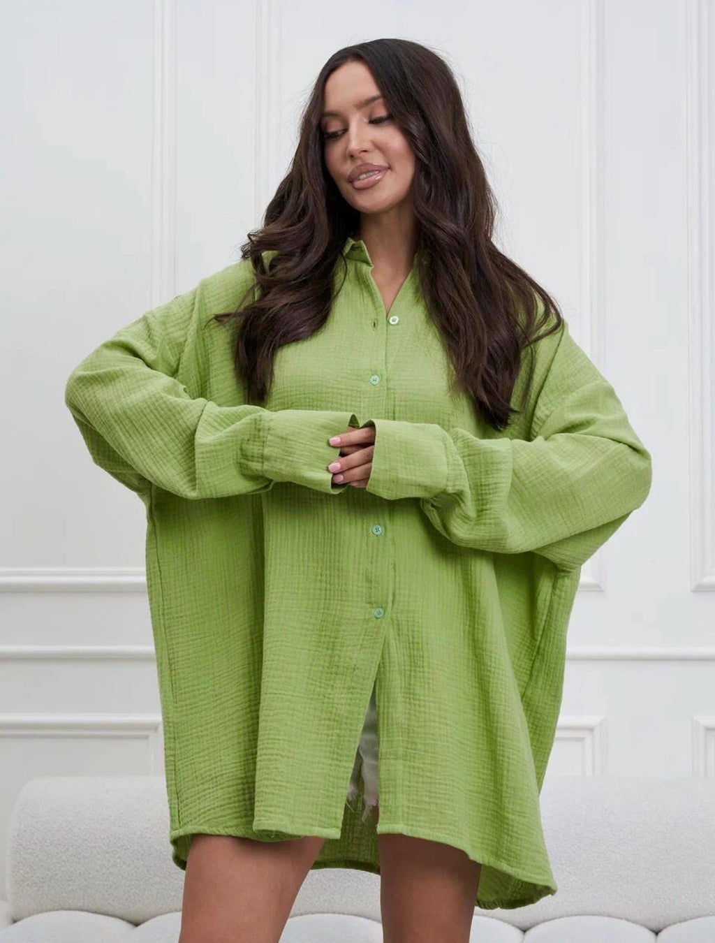Oversized Muslin Shirt MALDI — Light Green