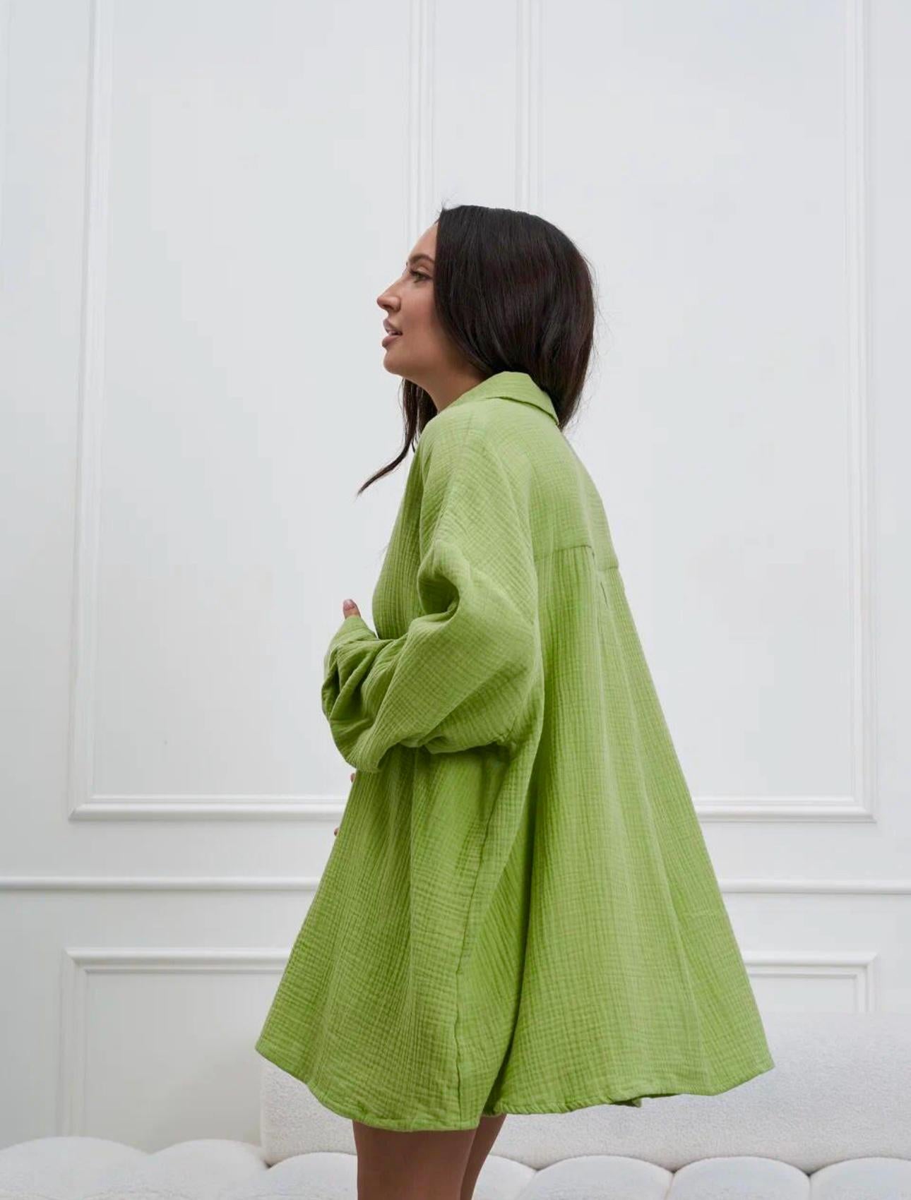 Oversized Muslin Shirt MALDI — Light Green