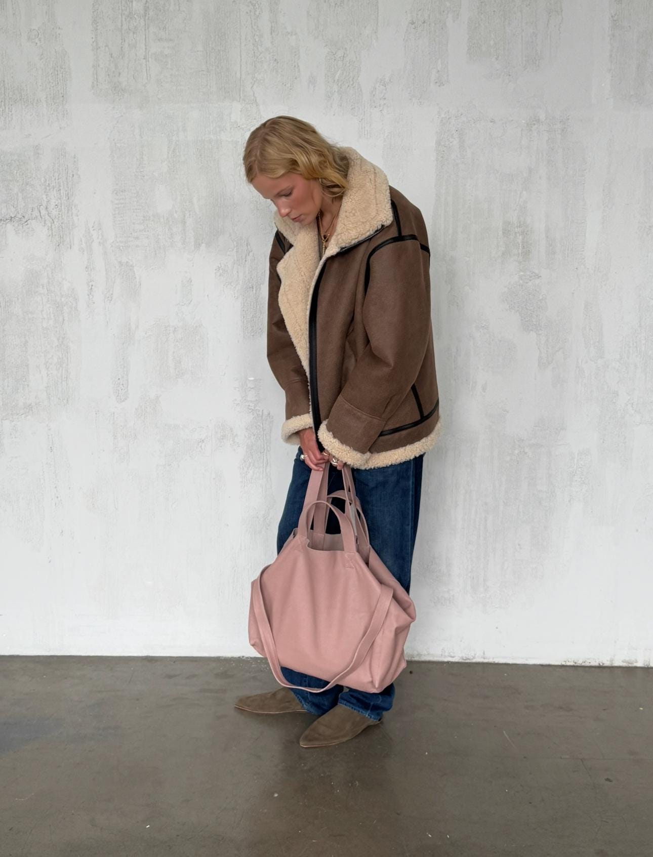 Genuine leather pink oversize tote shopper triple handle big bag / everyday purse / handmade bags / designer bags / summer bag /
