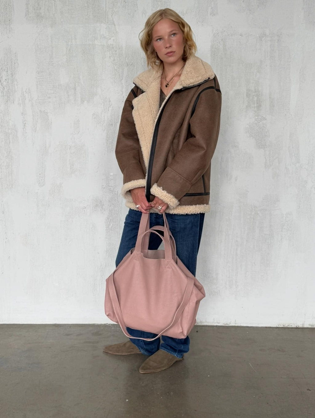 Genuine leather pink oversize tote shopper triple handle big bag / everyday purse / handmade bags / designer bags / summer bag / — Red