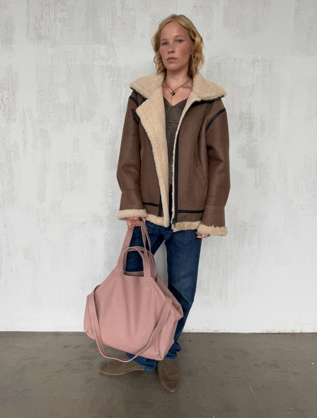 Genuine leather pink oversize tote shopper triple handle big bag / everyday purse / handmade bags / designer bags / summer bag / — Red