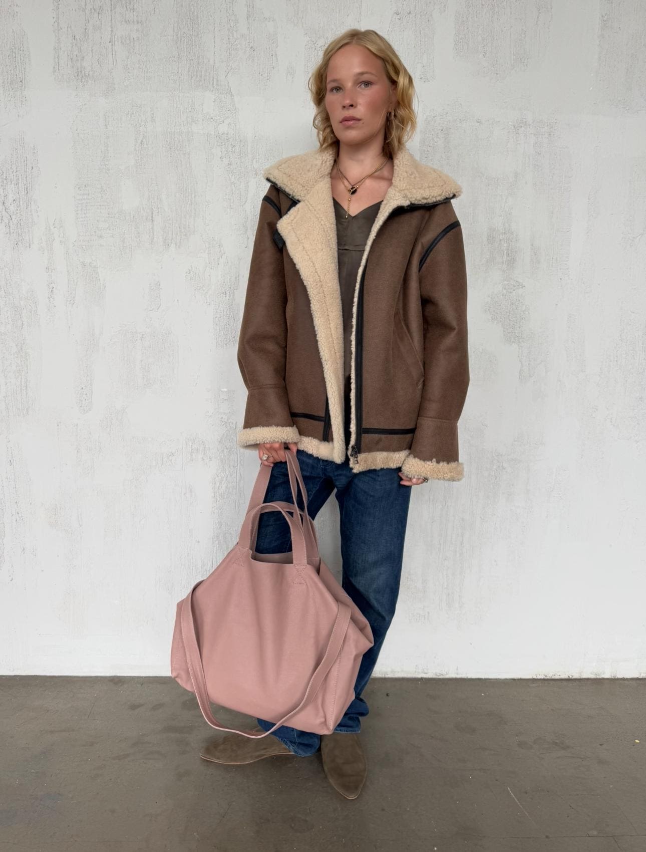 Genuine leather pink oversize tote shopper triple handle big bag / everyday purse / handmade bags / designer bags / summer bag / — Red