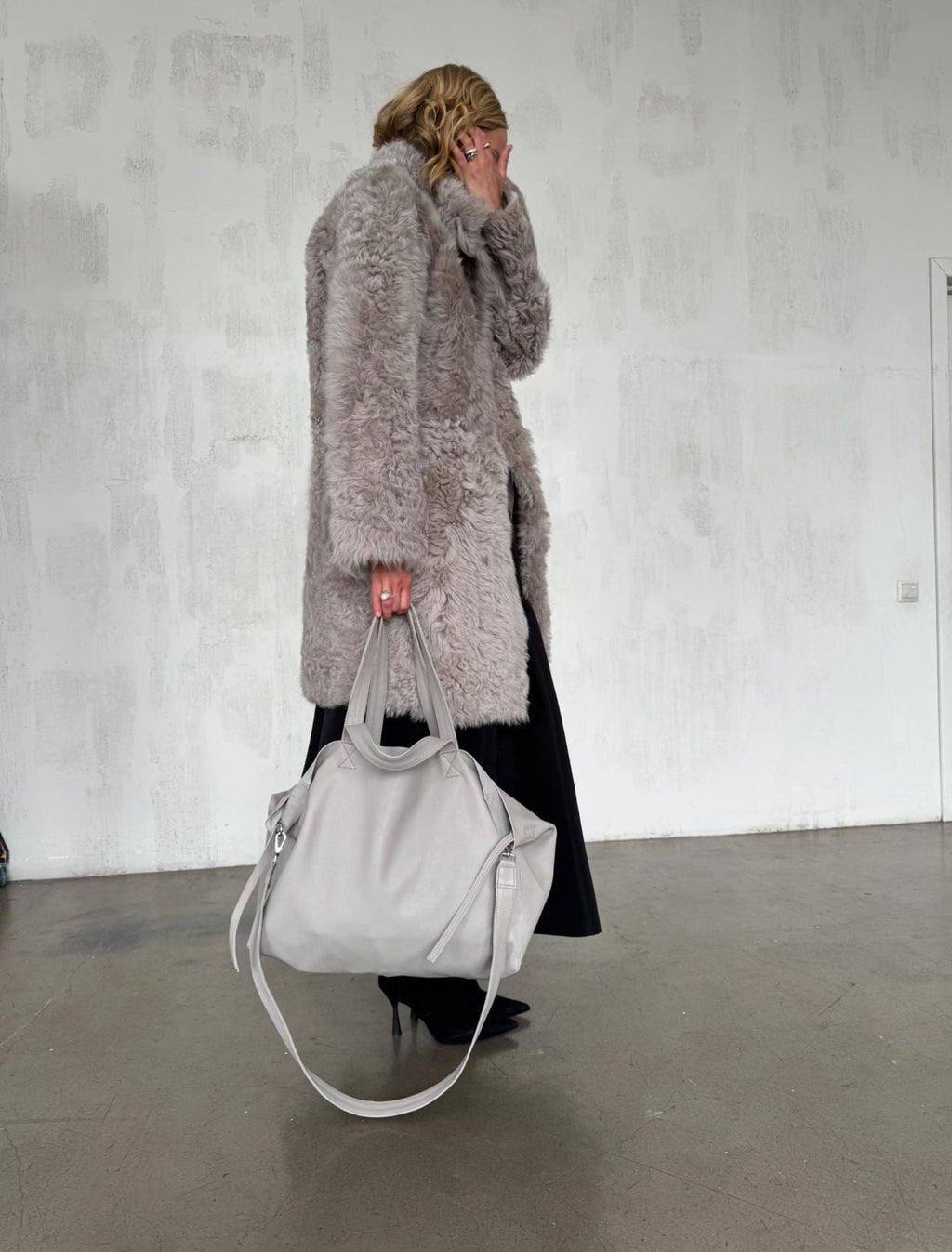 Genuine leather gray oversized tote shopper triple handle big bag / everyday purse / handmade bags / designer bags / summer bag /