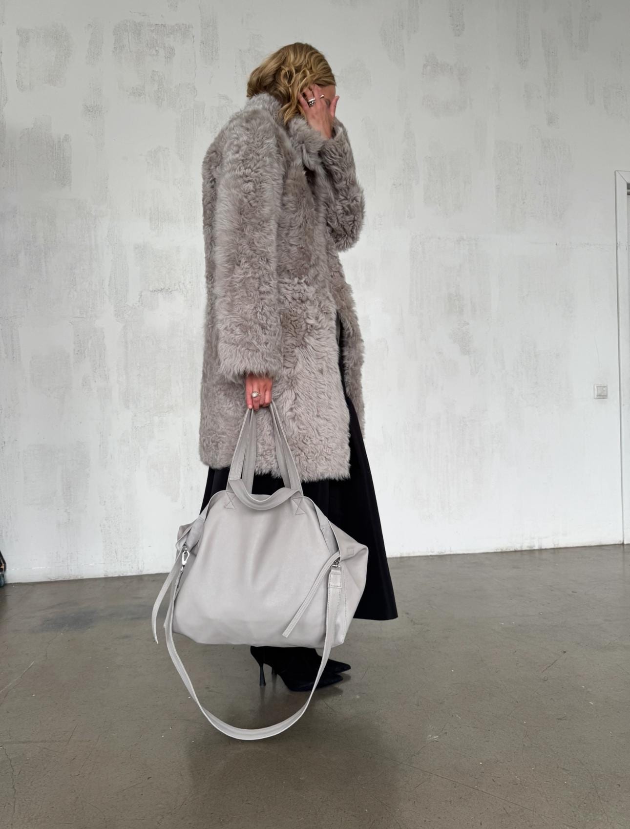 Genuine leather gray oversized tote shopper triple handle big bag / everyday purse / handmade bags / designer bags / summer bag /