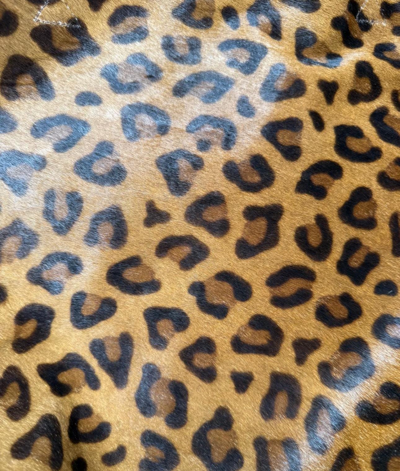 Genuine fur leopard print oversize tote shopper big tote  bag / everyday purse / handmade bags / designer bags / animal print summer bag / — Red