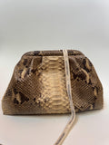 Genuine Python Skin Pouch Bag — Beige