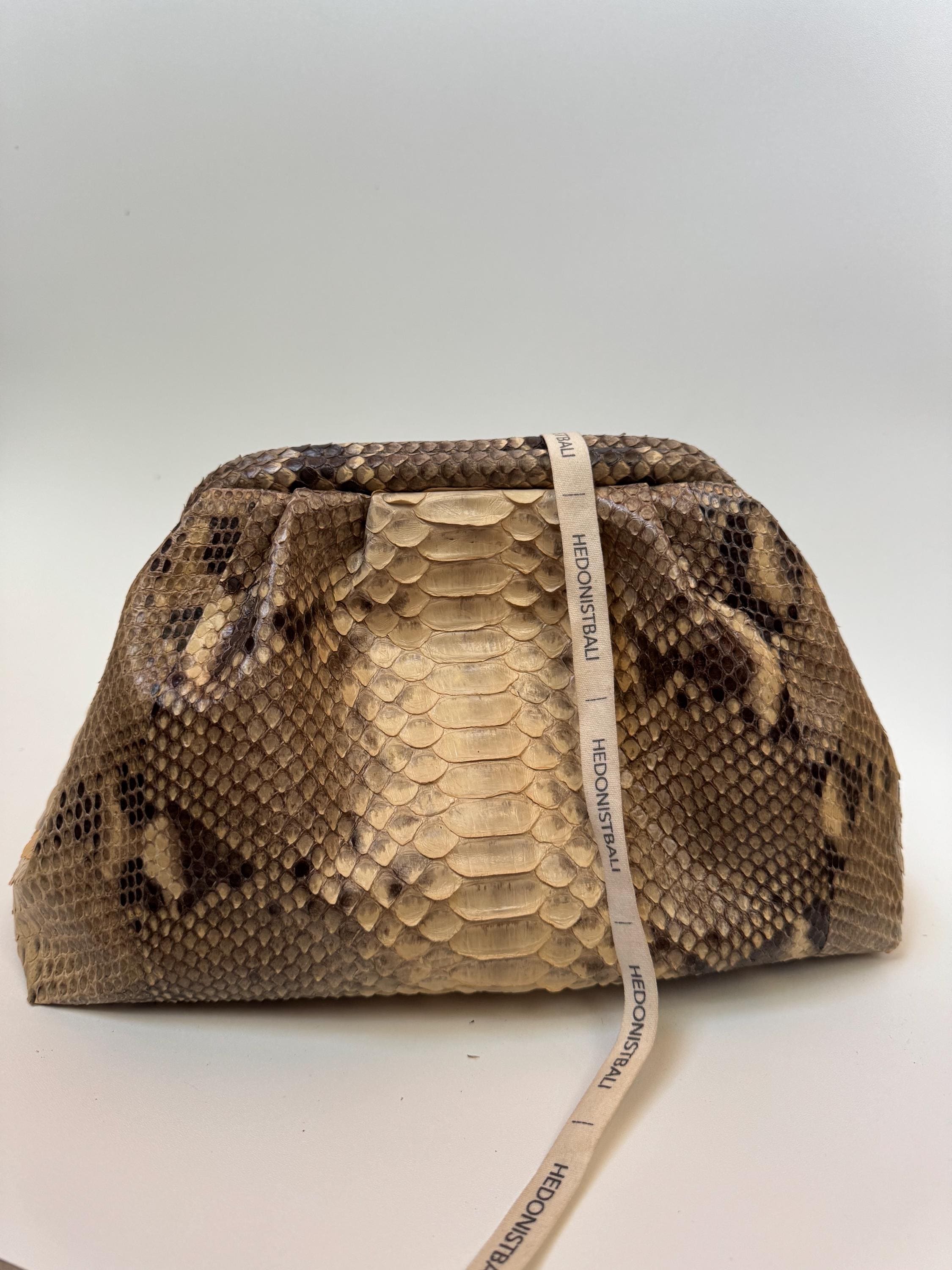 Genuine python skin beige  pouch bag
