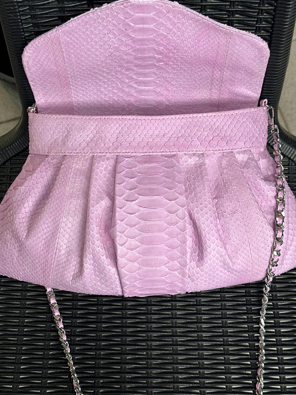 Genuine python skin shoulder chain bag — Pink