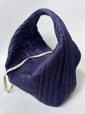 Medium Soft Hobo Python Skin Stitched Bag — Blue