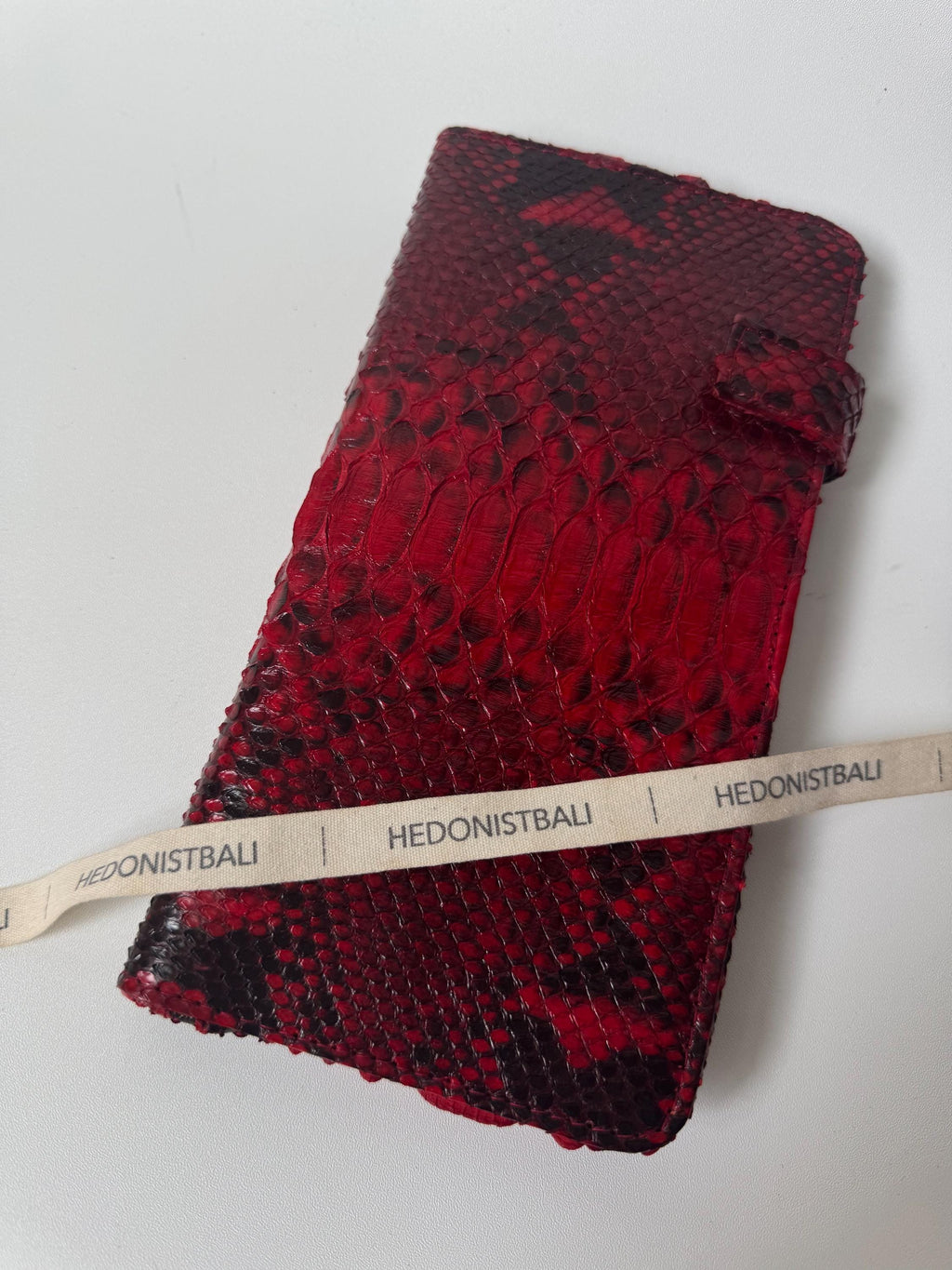 Genuine python skin red flat unisex blue document travel organizer/ exotic leather wallet / gift idea