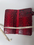 Genuine python skin red flat unisex blue document travel organizer/ exotic leather wallet / gift idea