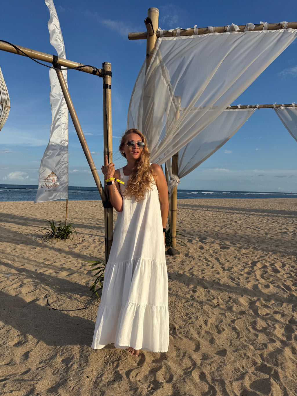 Linen loose white summer feminine LUNA dress / comfort women vacation summer long oversize dress