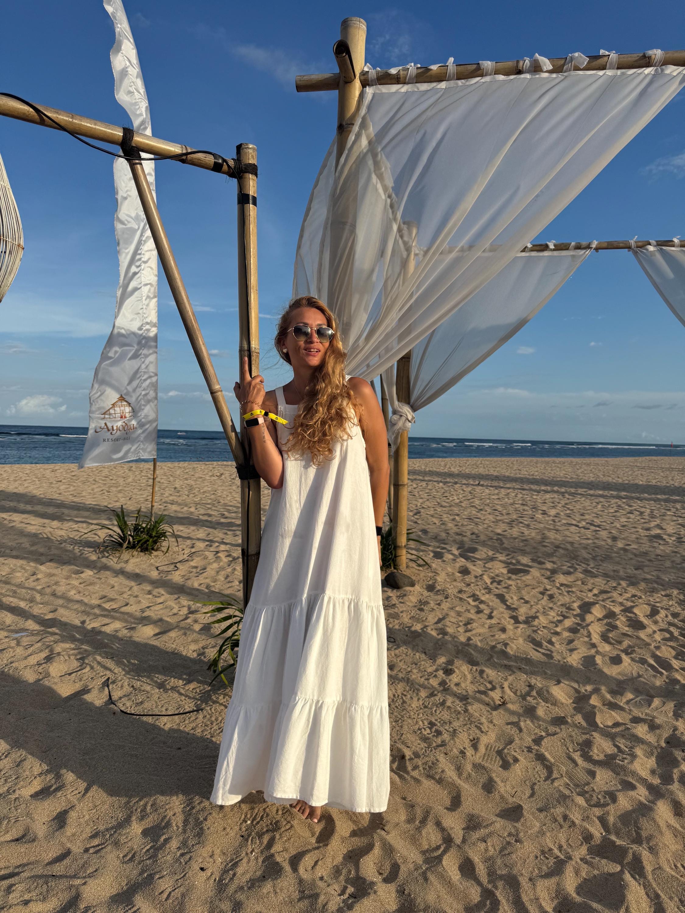 Linen loose white summer feminine LUNA dress / comfort women vacation summer long oversize dress