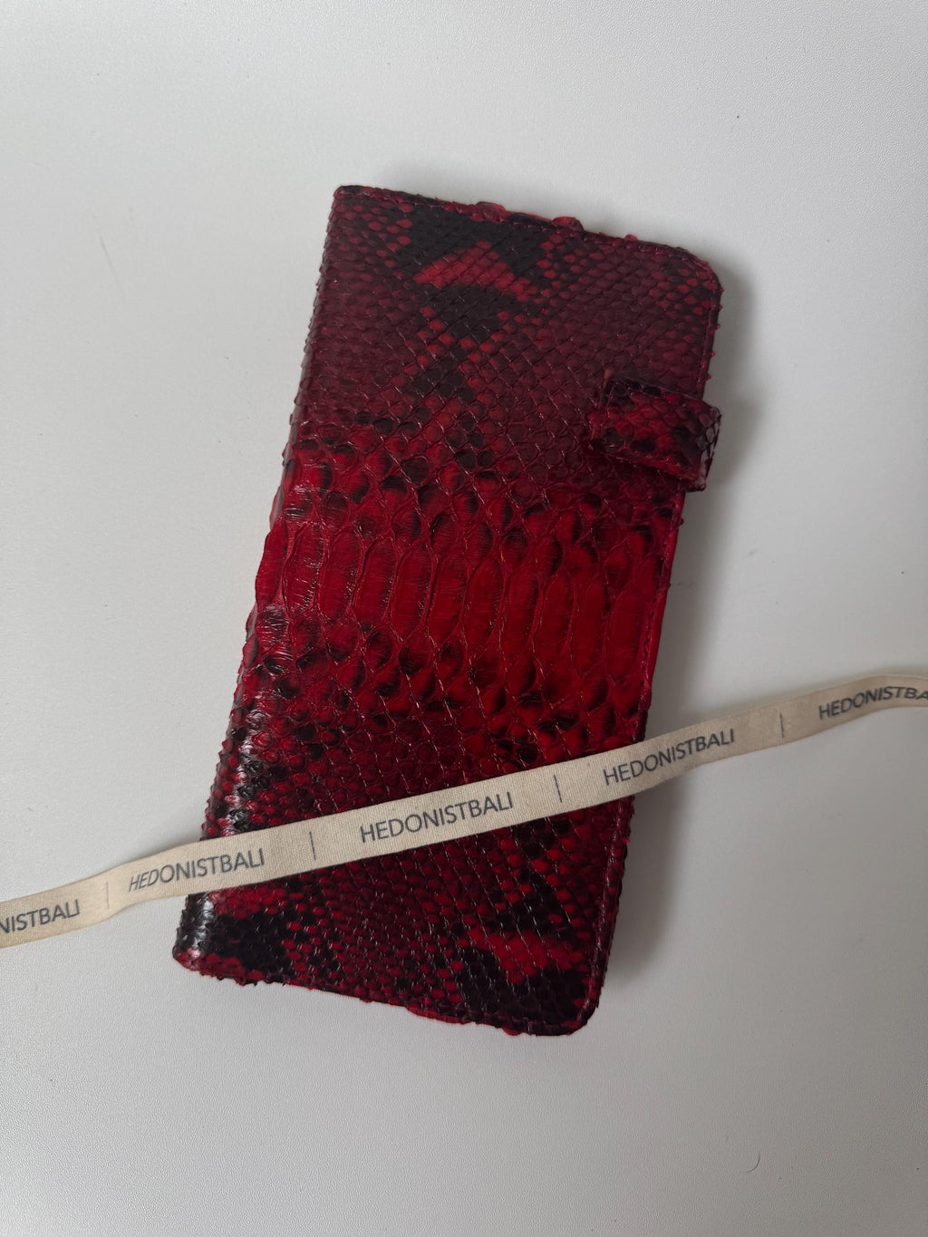 Genuine python skin red flat unisex blue document travel organizer/ exotic leather wallet / gift idea