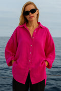 Oversized Linen Shirt MALDI — Fuchsia