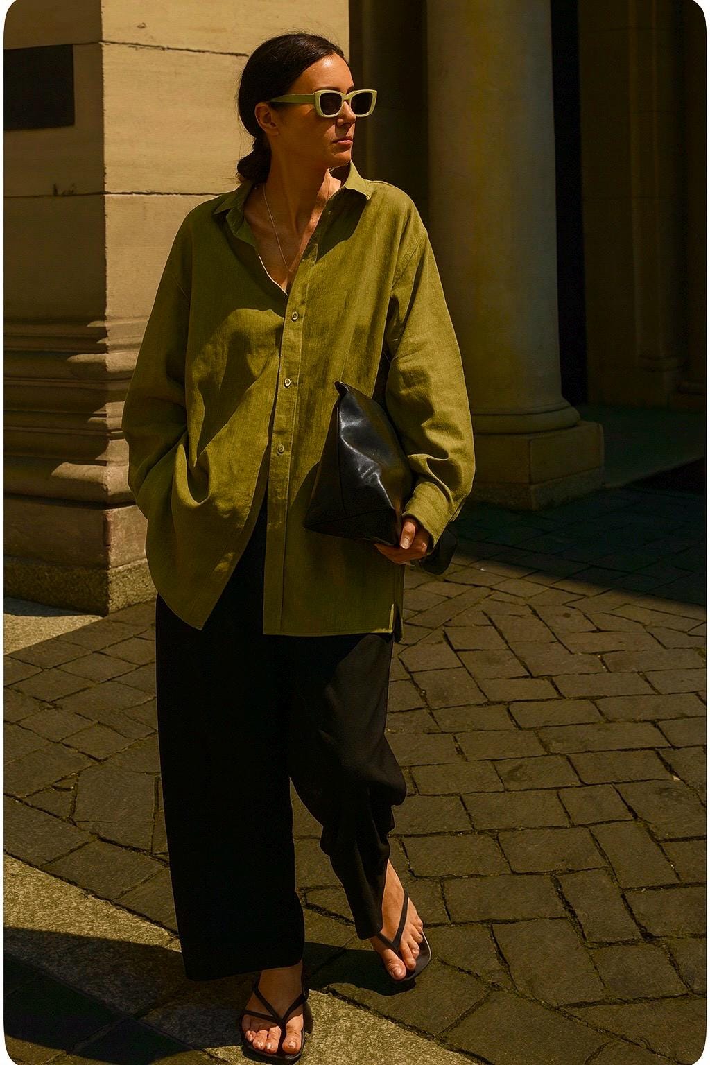 Oversized Khaki Linen Shirt MALDI