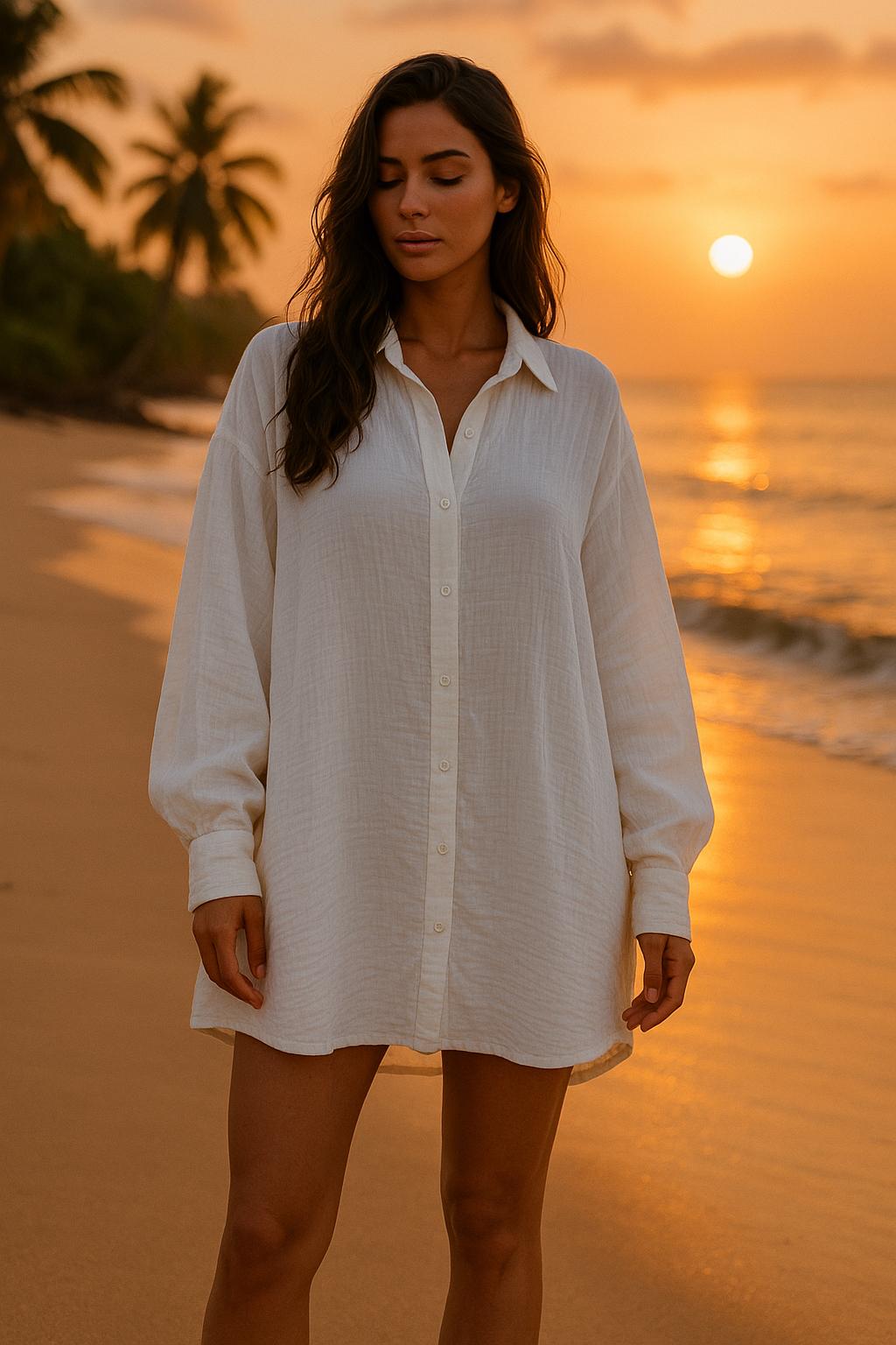 Oversized Muslin Cotton Shirt — White
