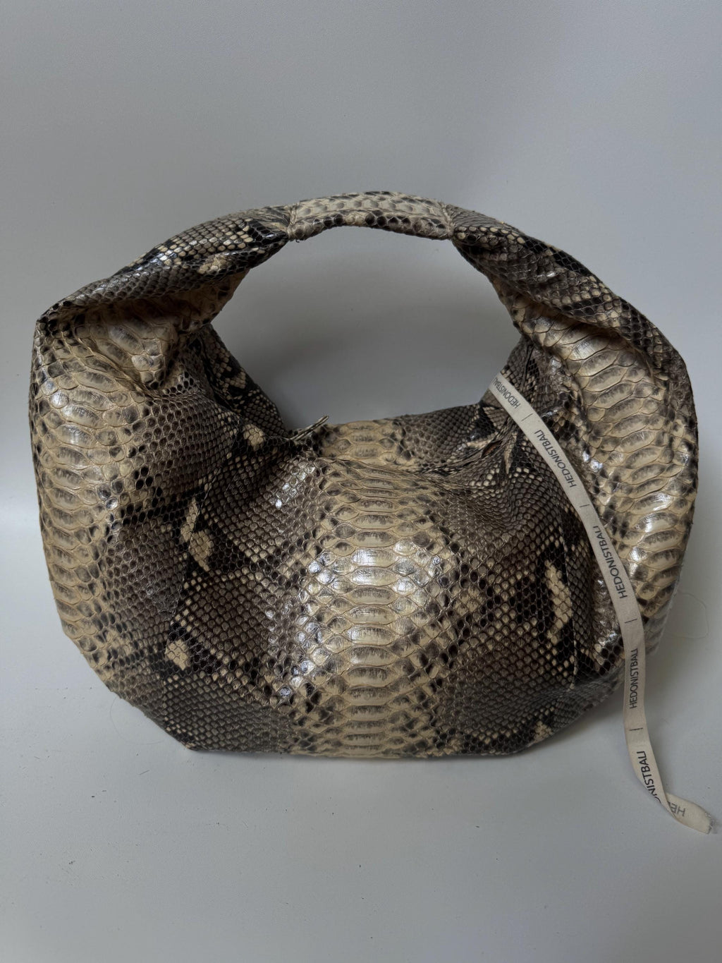Medium Soft Hobo Python Skin Bag — Cream