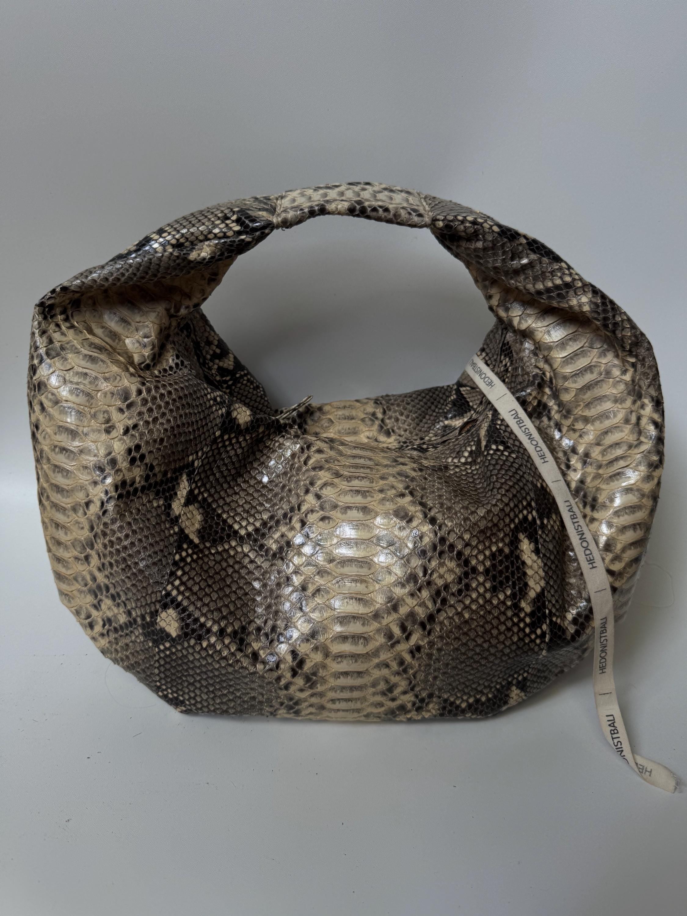 Medium Soft Hobo Python Skin Bag — Cream