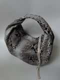 Medium Soft Hobo Python Skin Bag — Gray