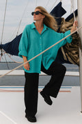 Oversized Linen Shirt MALDI — Turquoise