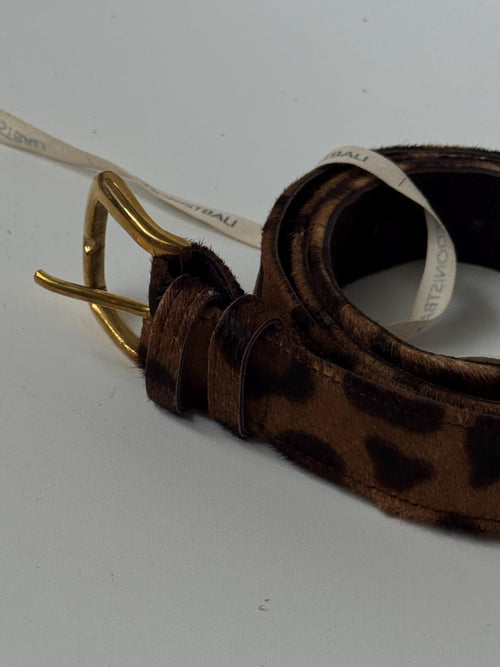 Genuine Fur Leopard Print Belt