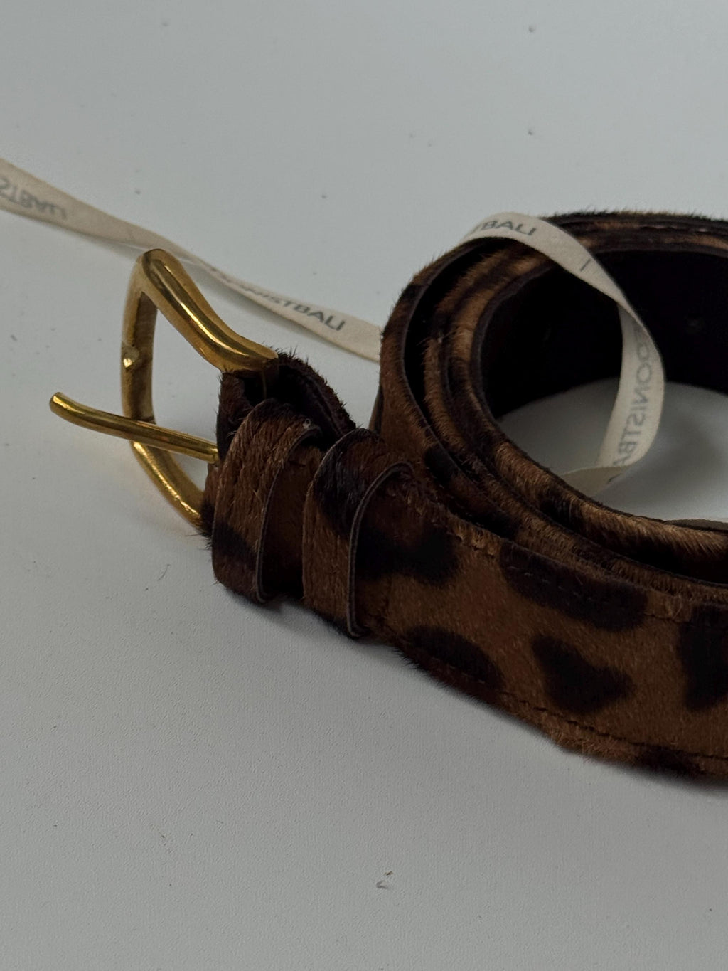 Fur leopard print hot belt — Natural