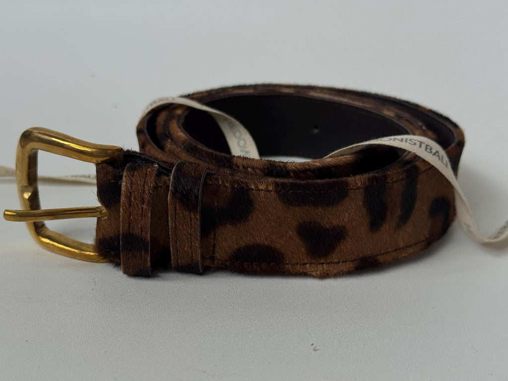 Fur leopard print hot belt — Natural
