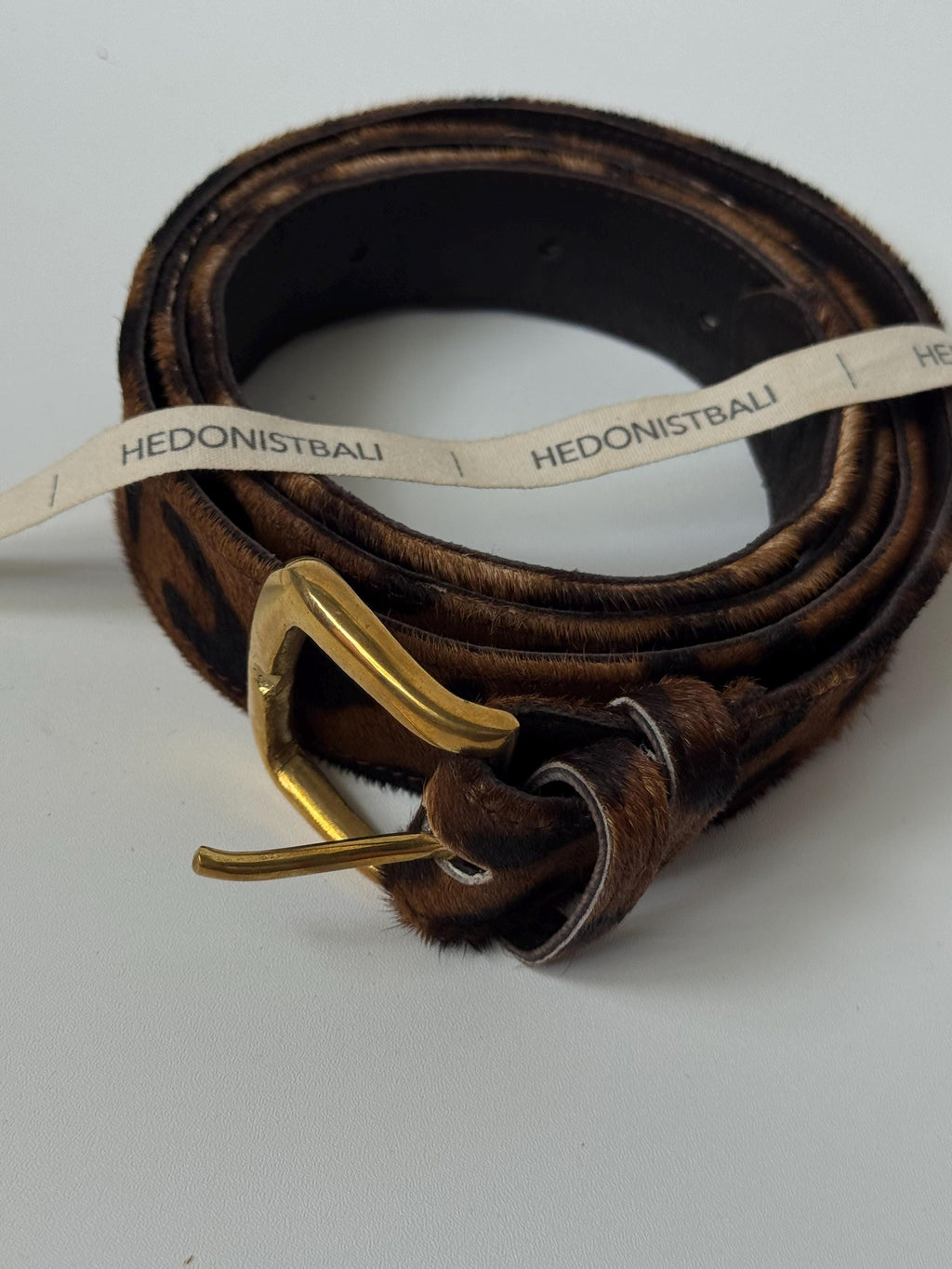 Fur leopard print hot belt — Natural