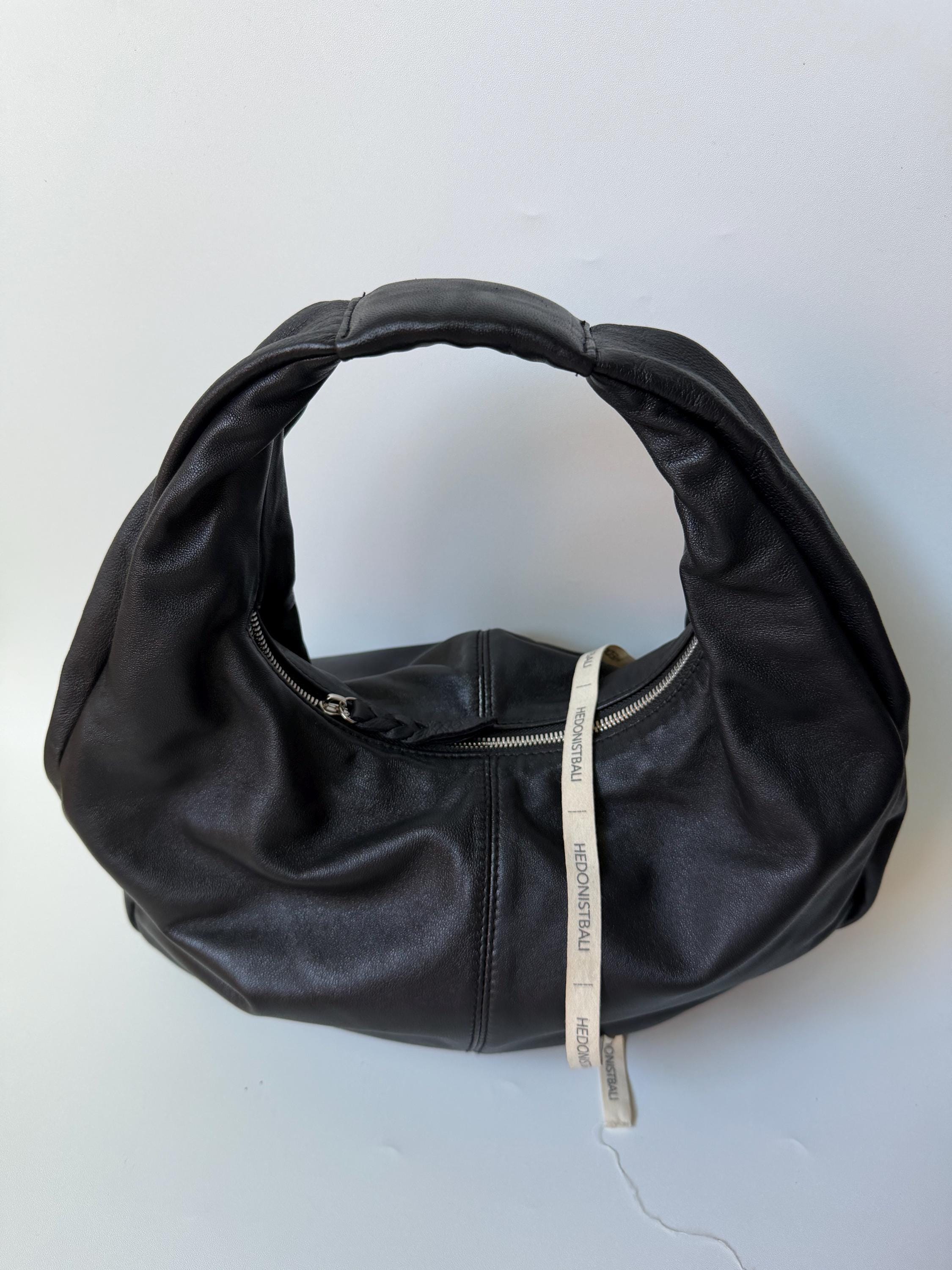 Small Soft Hobo Classy Sport Woman Bag | Purse Genuine Lamb Skin | Hansmade bags | Black Elegant Leather Designer Soft Bag