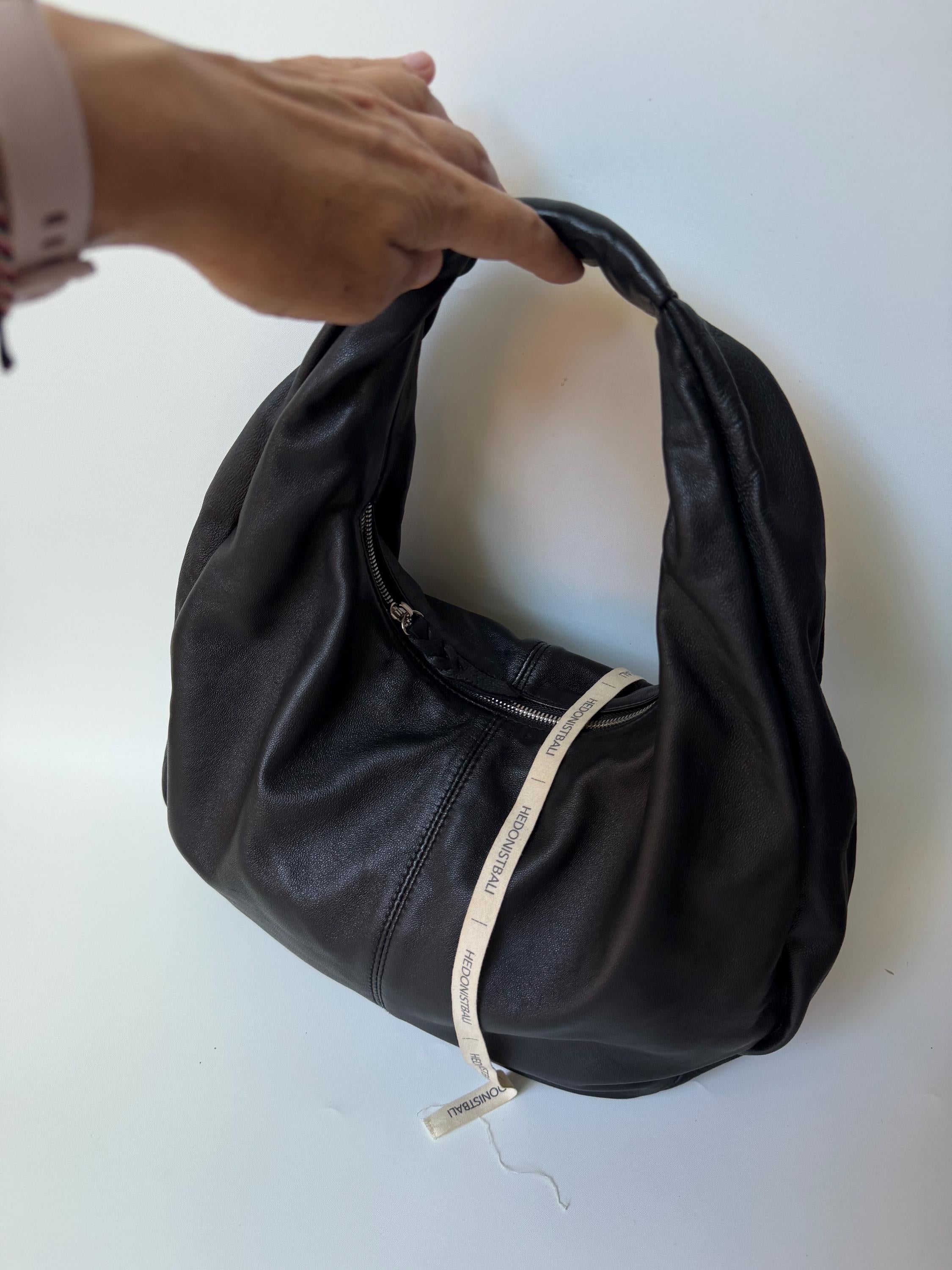 Small Soft Hobo Classy Sport Woman Bag | Purse Genuine Lamb Skin | Hansmade bags | Black Elegant Leather Designer Soft Bag