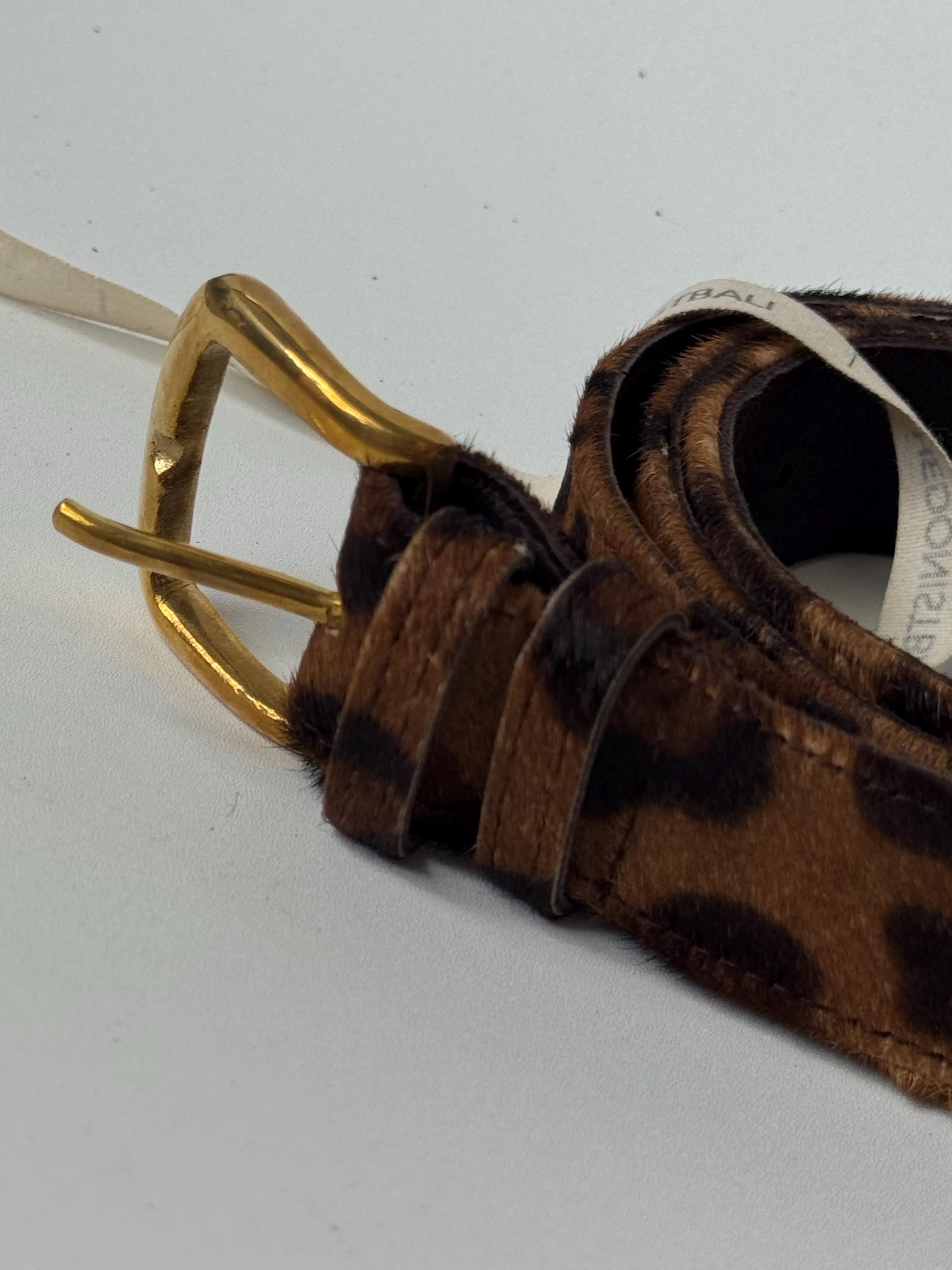 Fur leopard print hot belt — Natural