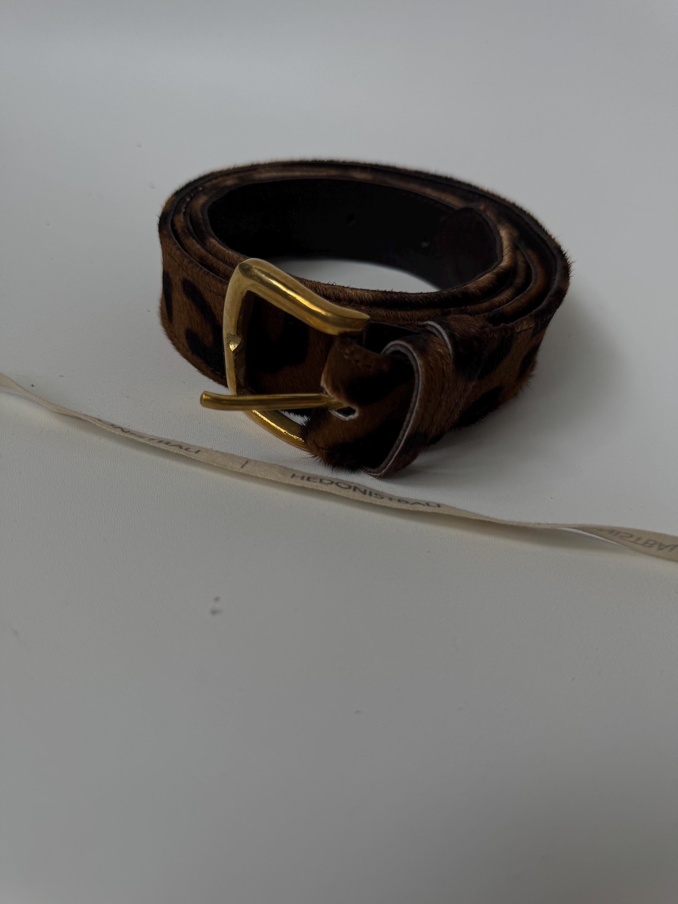 Fur leopard print hot belt — Natural