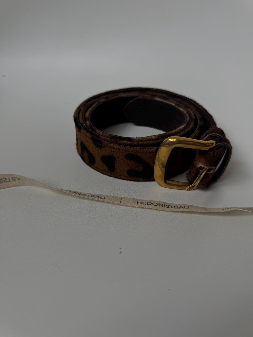 Fur leopard print hot belt — Natural
