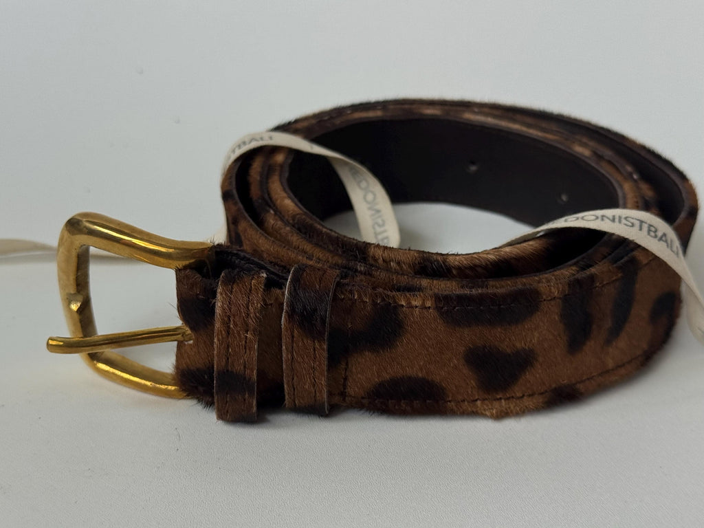 Fur leopard print hot belt — Natural