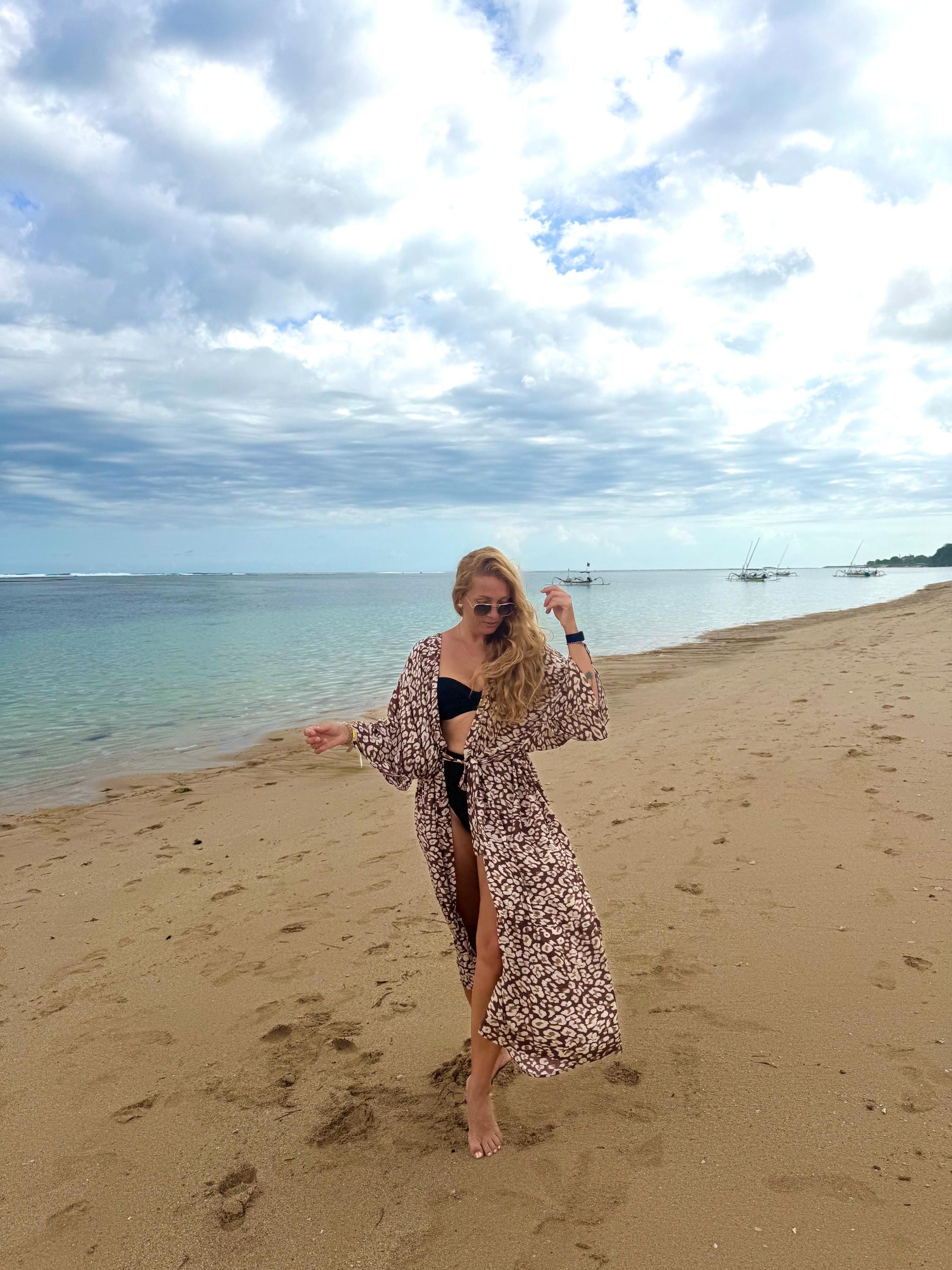Animal print  Bikini Cover Summer Beach Kimono | Resort Wear Women | Summer Cover Vacation Classy Robe |  Beach Kimono Viscose