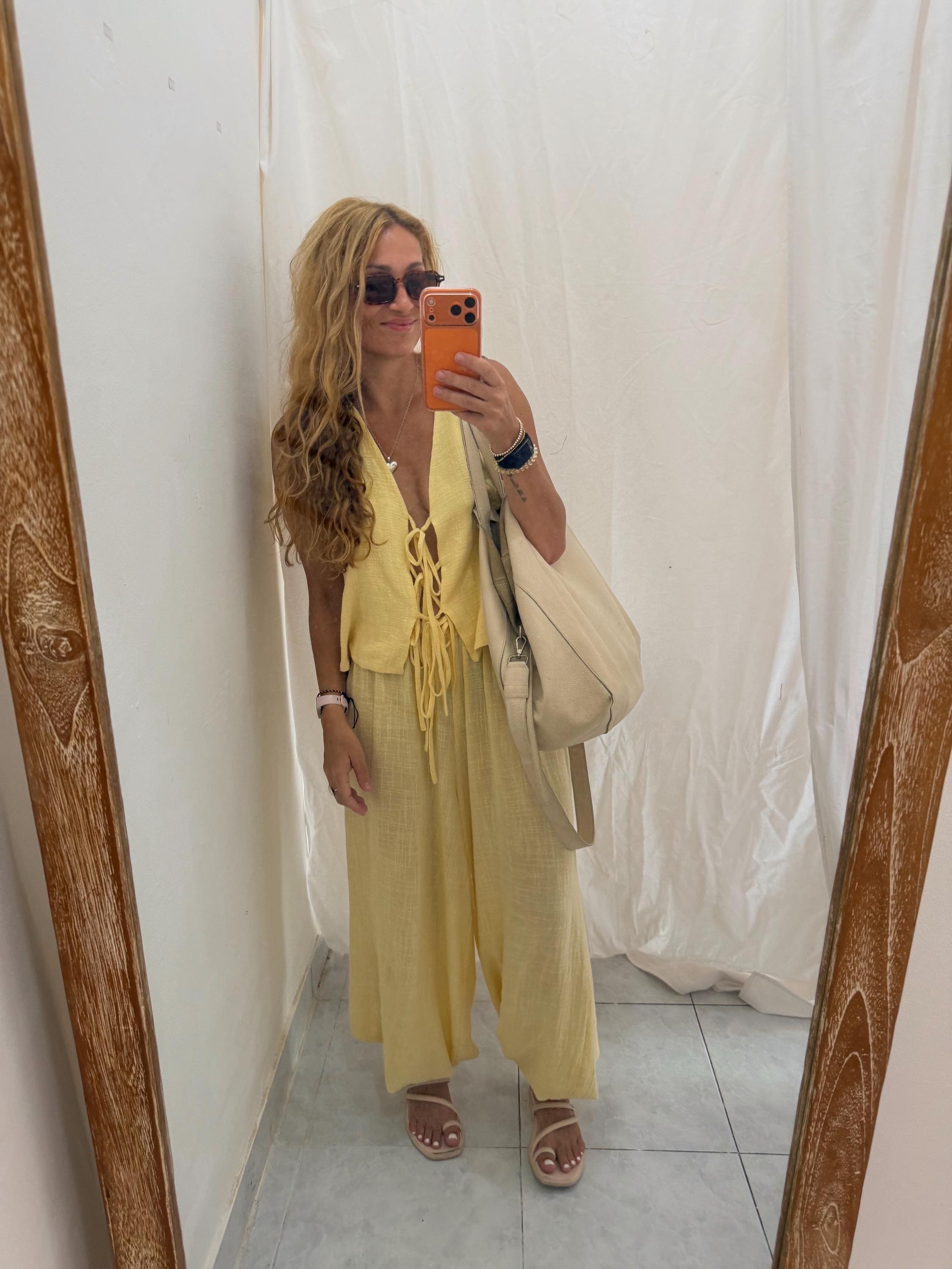 Cotton Harem Pants Set — Butter Yellow