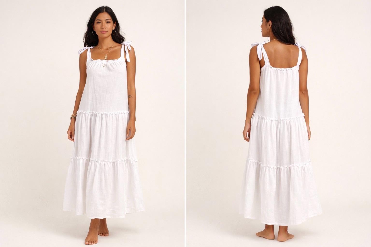 SIERRA Linen Dress Adjustable Strap Linen Dress,  Midi Dress, Minimalist Summer Dress, Bali Linen Dress