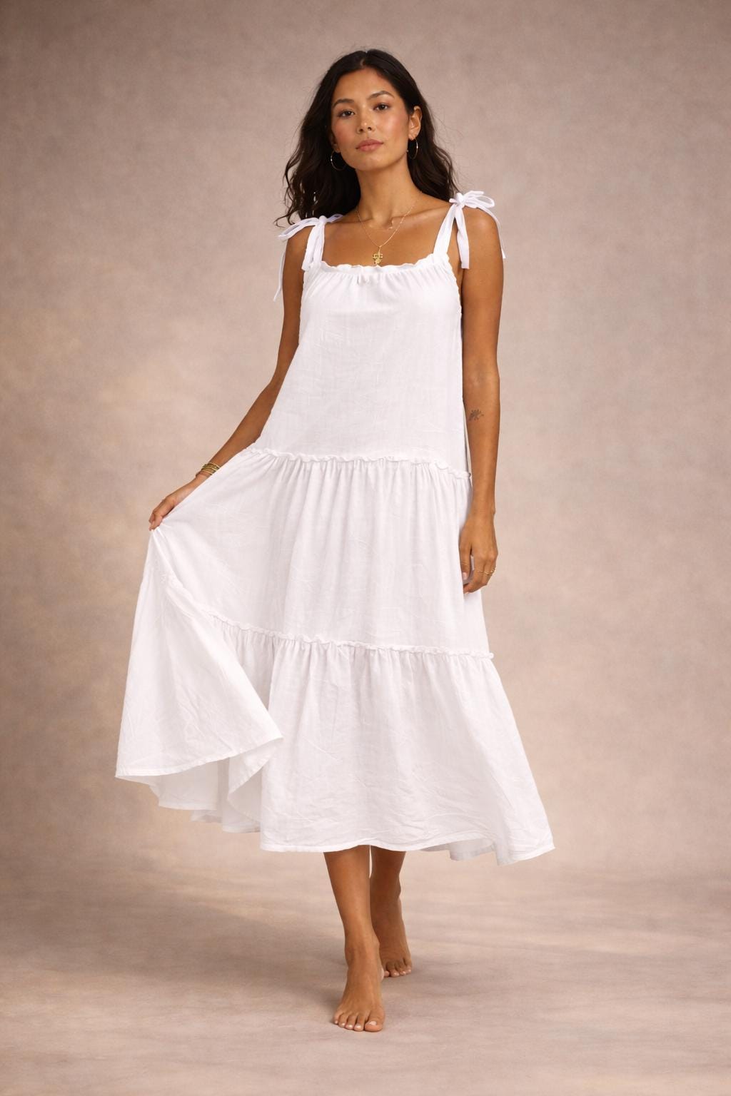 SIERRA Linen Dress Adjustable Strap Linen Dress,  Midi Dress, Minimalist Summer Dress, Bali Linen Dress