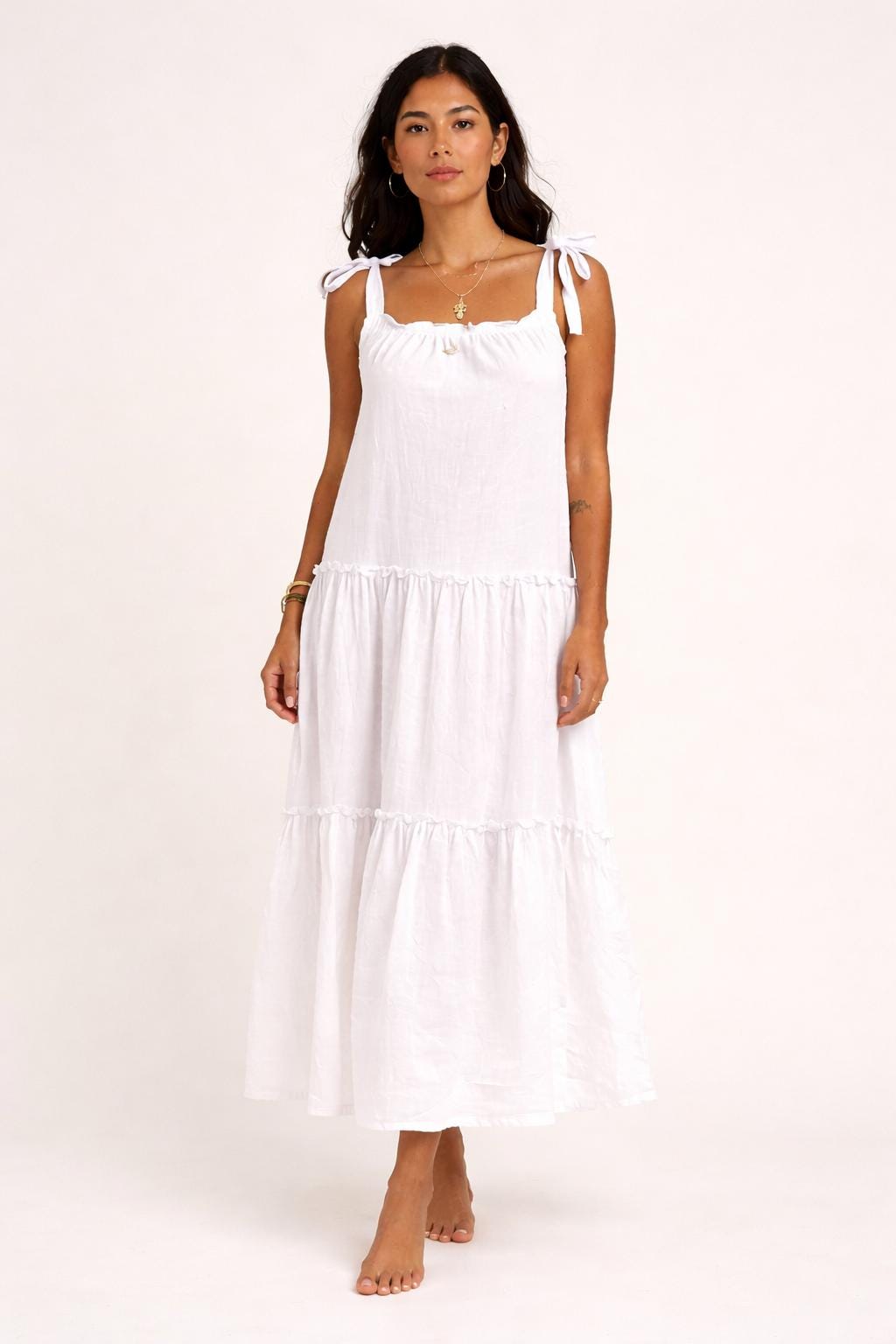 SIERRA Linen Dress Adjustable Strap Linen Dress,  Midi Dress, Minimalist Summer Dress, Bali Linen Dress