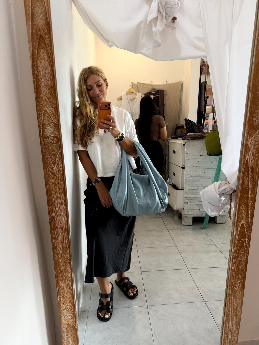 Big Soft Hobo Classy Sport Woman Bag | Purse  Baby Blue Genuine Lamb Skin | Hansmade bags | Delicate Blue Elegant Leather Designer Soft Bag
