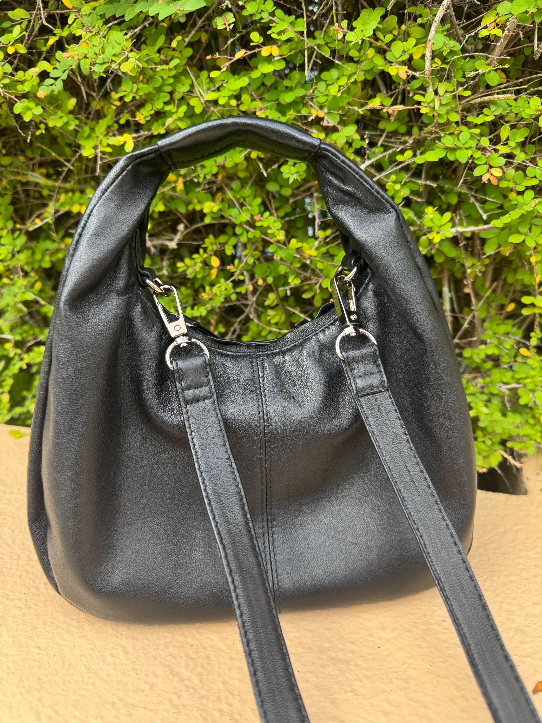 Mini Soft Hobo Classy Sport Woman Bag | Purse Genuine Lamb Skin | Hansmade bags | Black Elegant Leather Designer Soft Bag