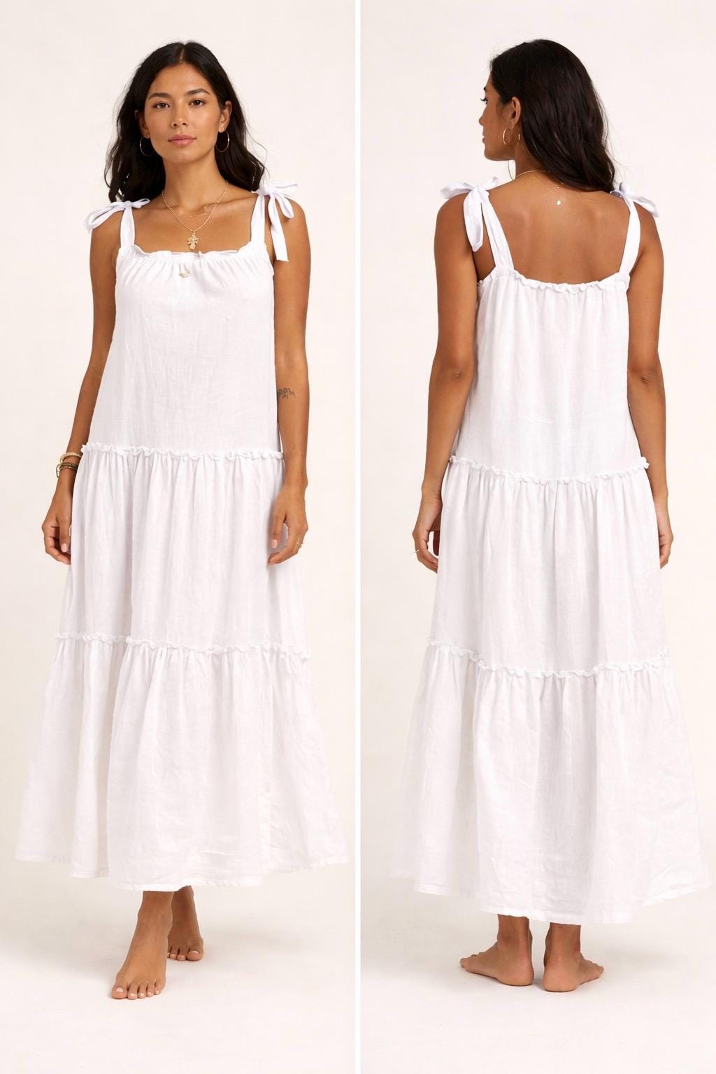 SIERRA Linen Dress Adjustable Strap Linen Dress,  Midi Dress, Minimalist Summer Dress, Bali Linen Dress
