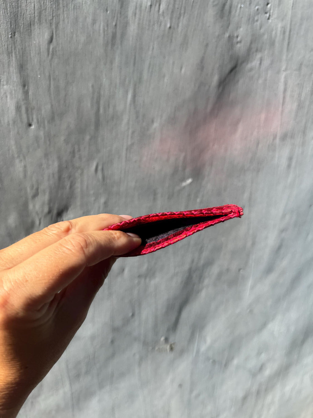 Genuine Python Skin Card Holder — Red Foil