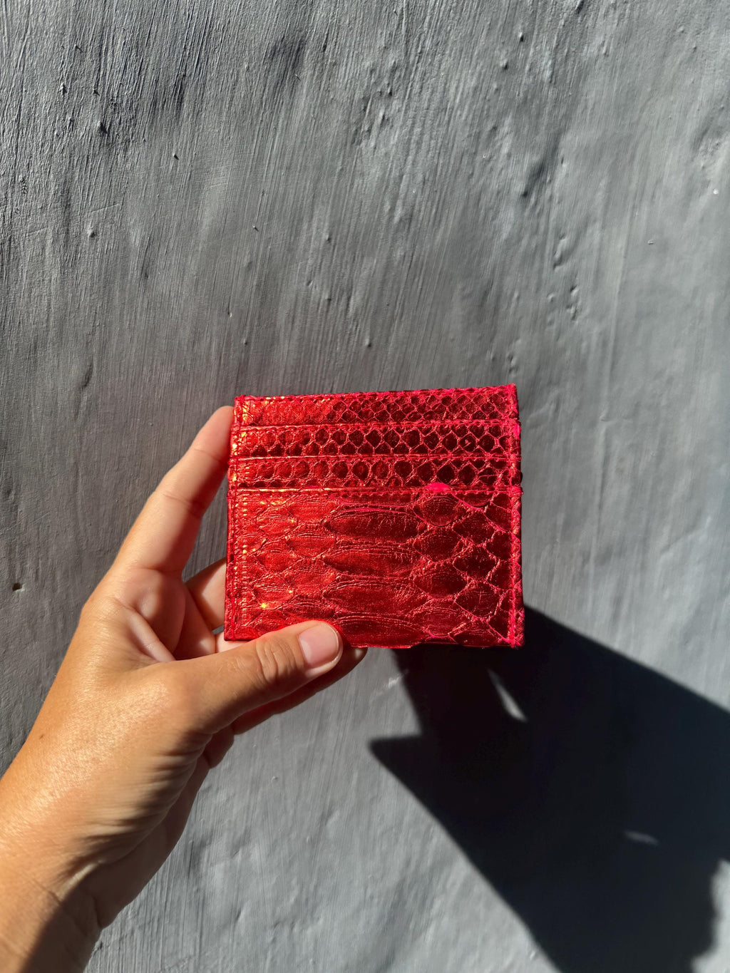 Genuine Python Skin Card Holder — Red Foil