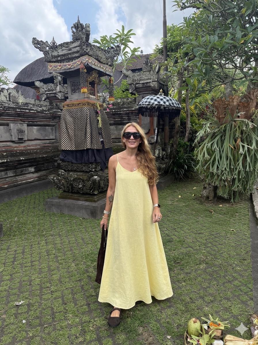 Butter Yellow Linen Maxi Dress, Backless Linen Dress, Loose Fit Summer Dress, Beach to Dinner Dress, Open Back Vacation Dress